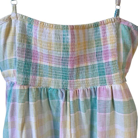 NEW Babydoll Linen Dress Large Pastel Plaid Smock Coquette Prairie Cottage READ - Picture 16 of 16